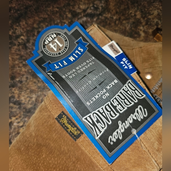 VIntage Wrangler Cowboy Cut Leather Pants size 9 34L 26 waist Tan NWT - Picture 7 of 12